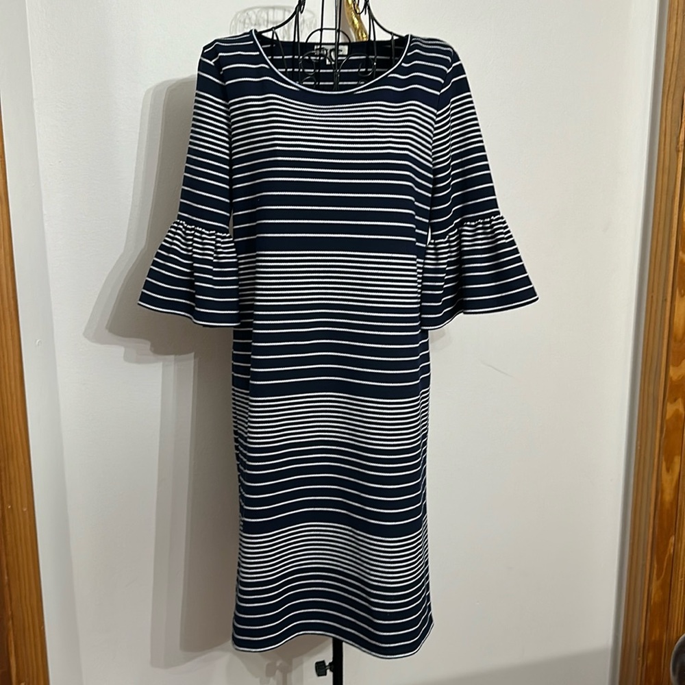 Stripped navy and white dress